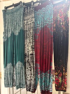 Lot of 4 PAIR of Rayon Harem Genie Pants medium